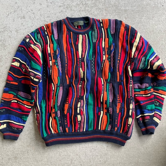 croft & barrow Sweaters - Vintage 90s Croft and barrow coogi style chunky knit rainbow sweater